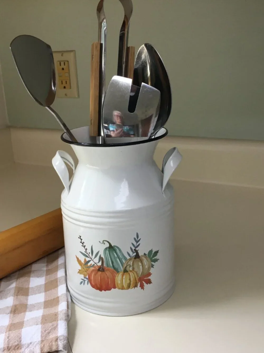 Fall Decor Milk Can Utensil Container Floral Container NWT